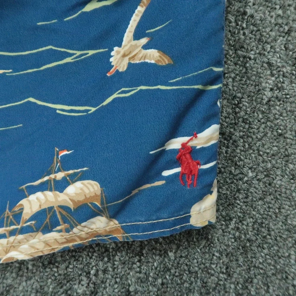 Polo Ralph Lauren Swim Trunks Mens 40 Blue Swimwear Sailing Ships Lined Shorts
